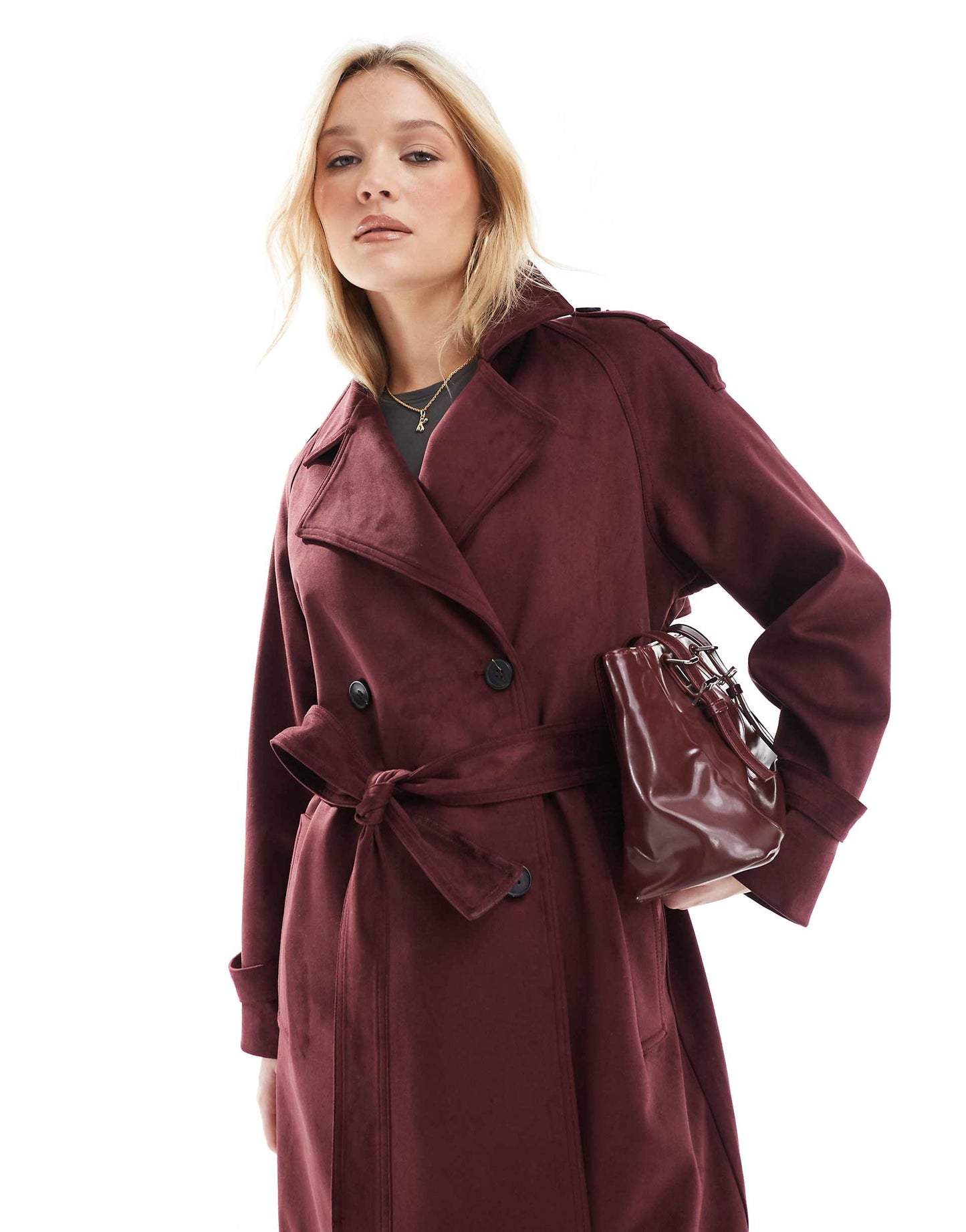 Premium Faux Suede Trench Coat