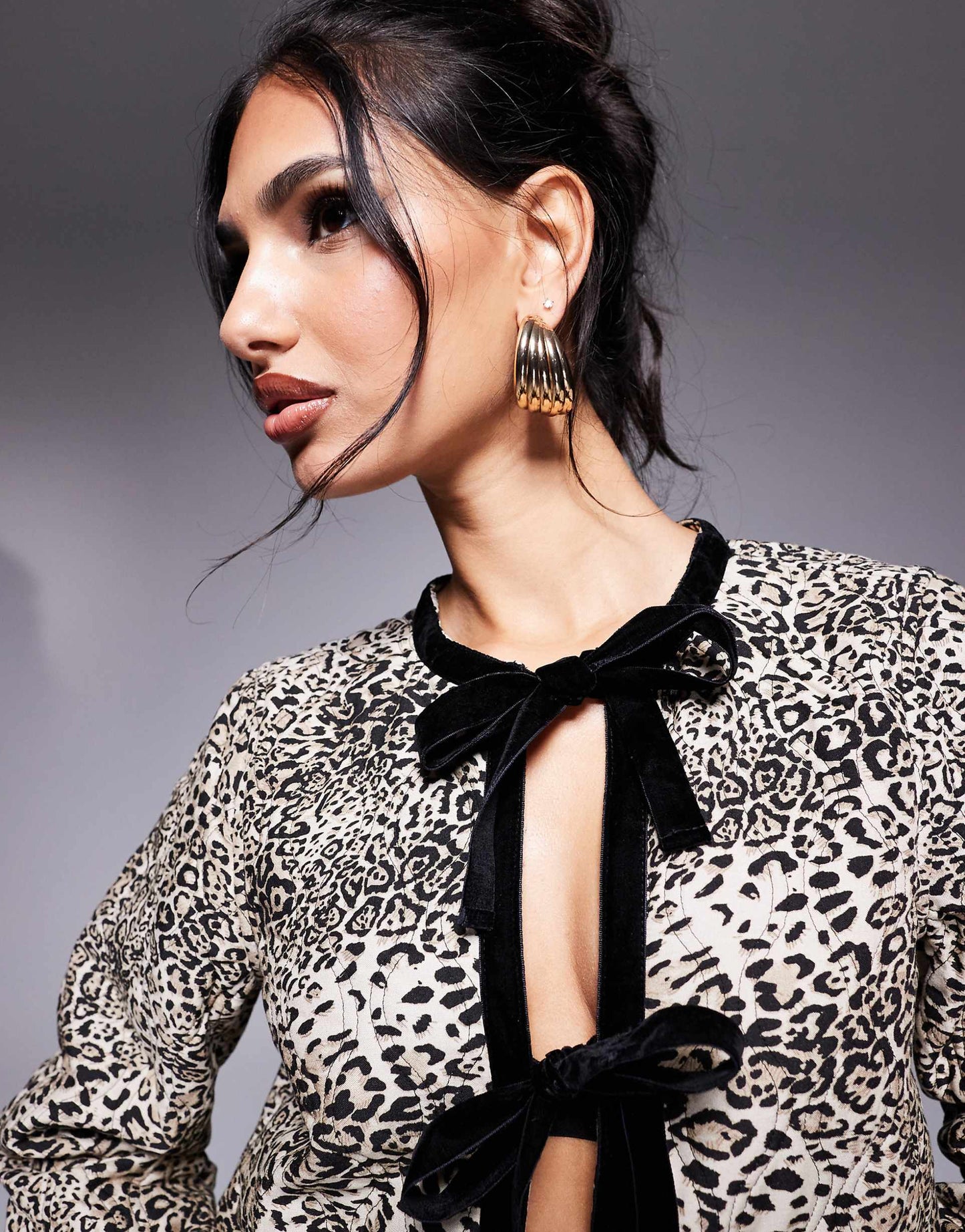 Leopard Housecoat With Bow Detail