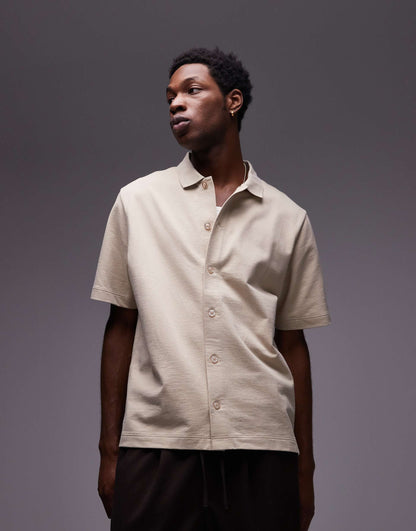 Oversized Fit Button Through Jersey Shirt