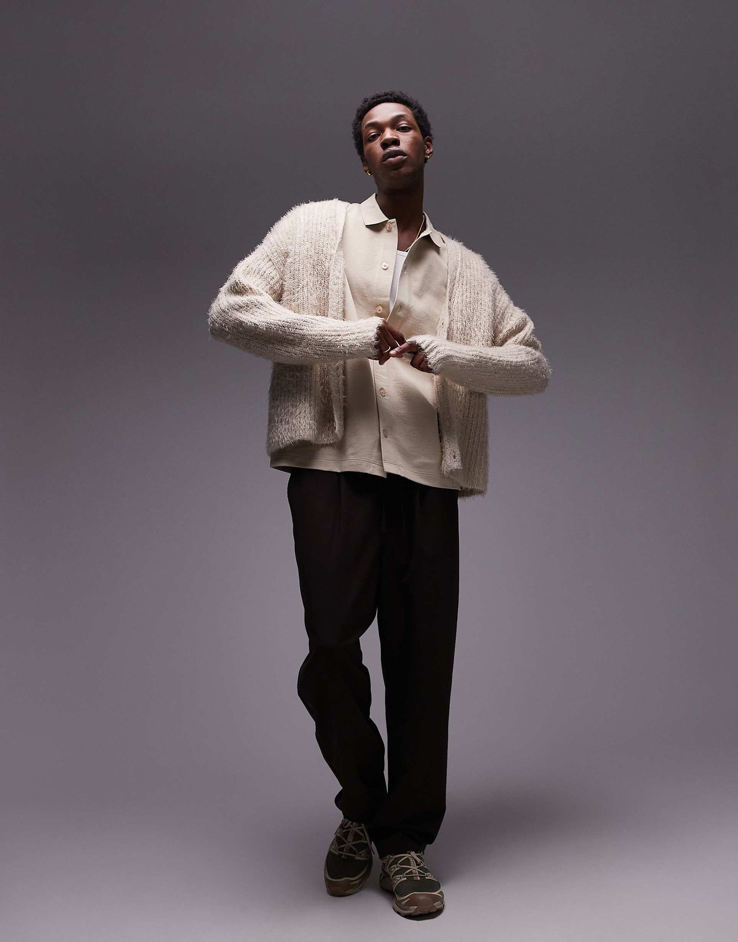 Oversized Fit Button Through Jersey Shirt