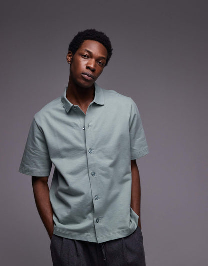 Oversized Fit Button Through Jersey Shirt