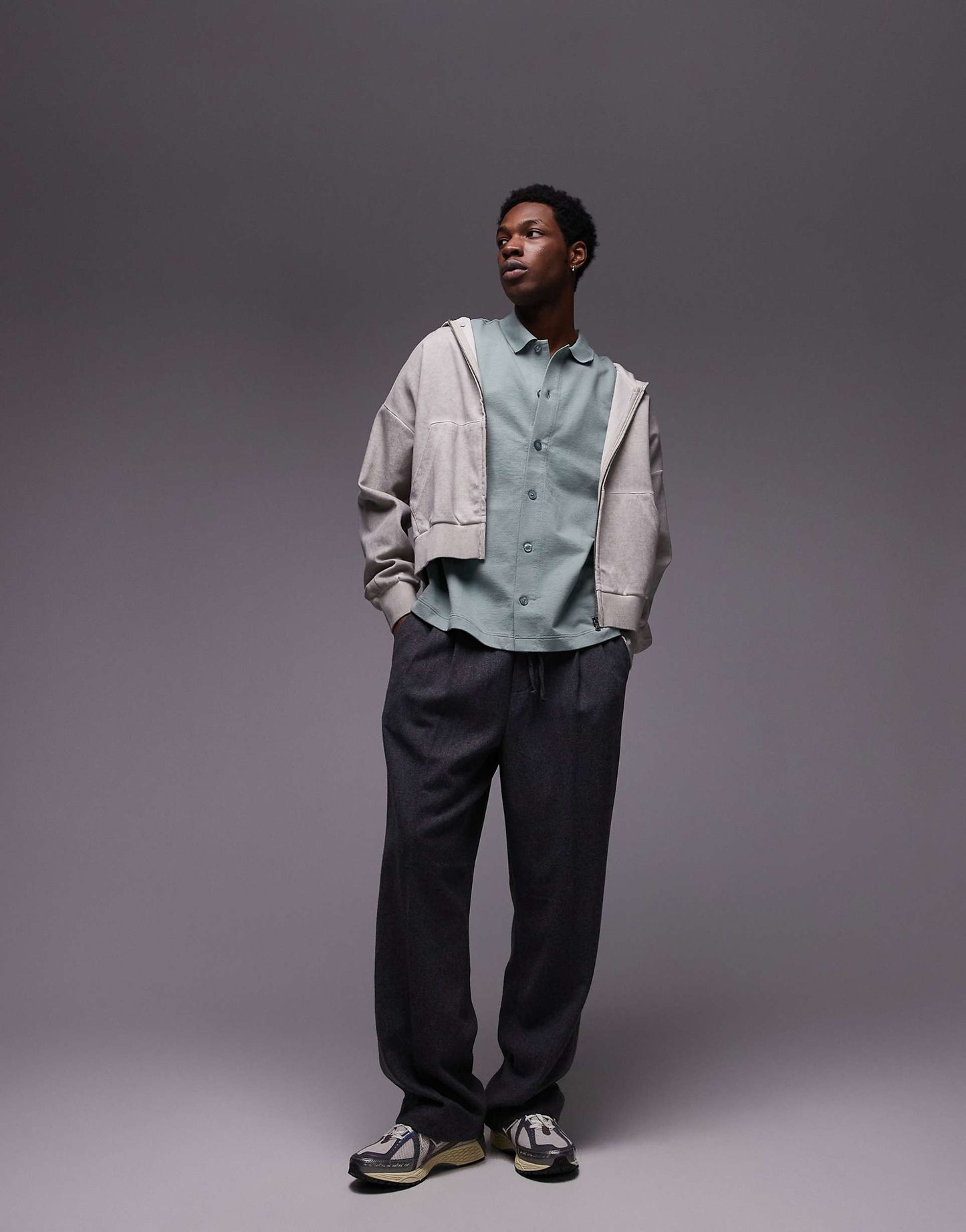 Oversized Fit Button Through Jersey Shirt