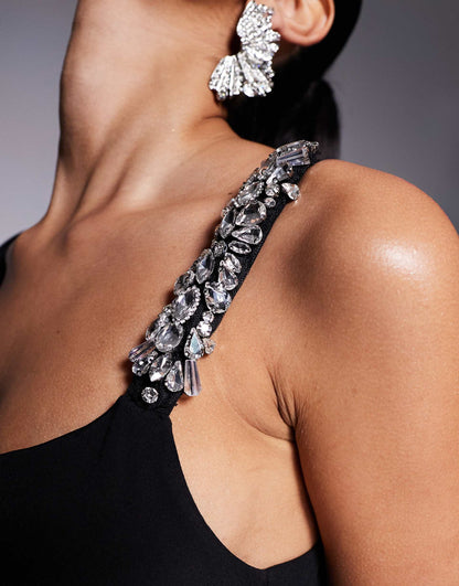 Embellished Detail Maxi Dress With Draping