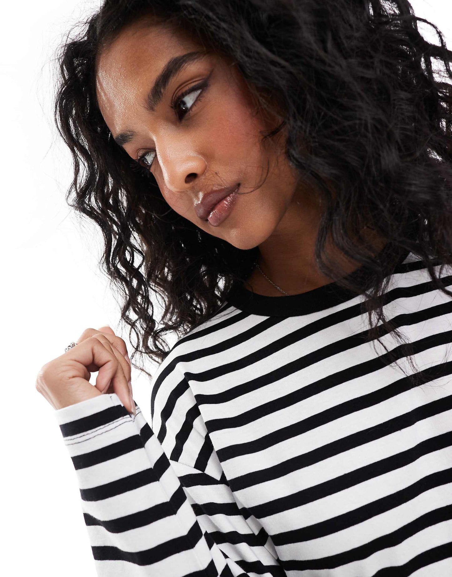 Long Sleeve Oversized T-Shirt With Stripe Detail