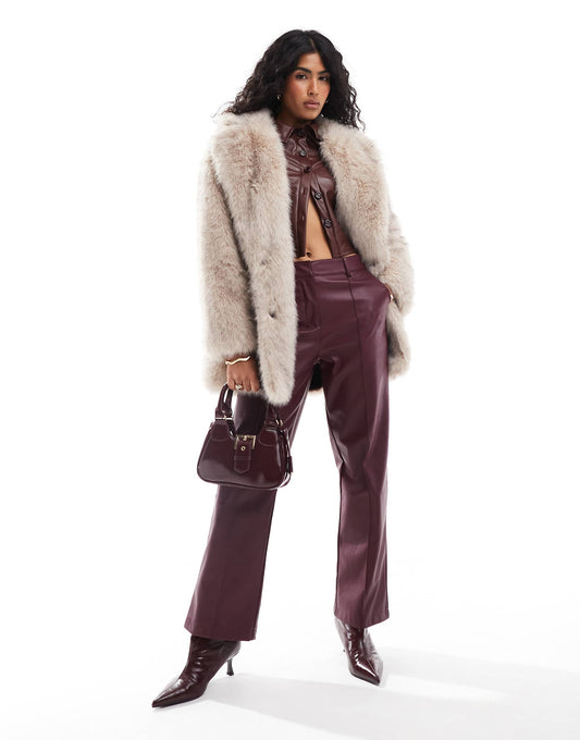 Faux Fur Mid Length Coat