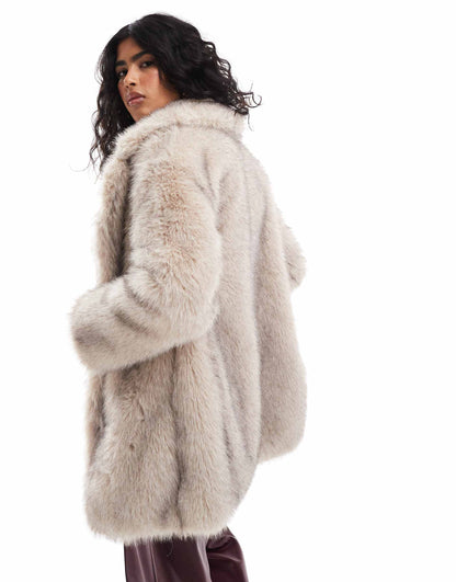 Faux Fur Mid Length Coat