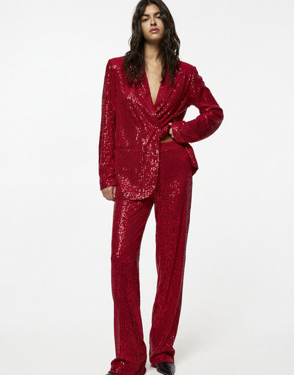 Straight Leg Sequin Trousers Co-Ord