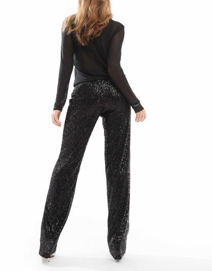 Straight Leg Sequin Trousers