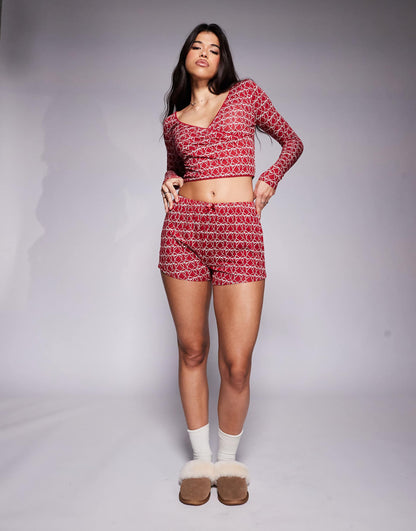 Exclusive Mix And Match Wrap Front Pyjama Top Co-Ord