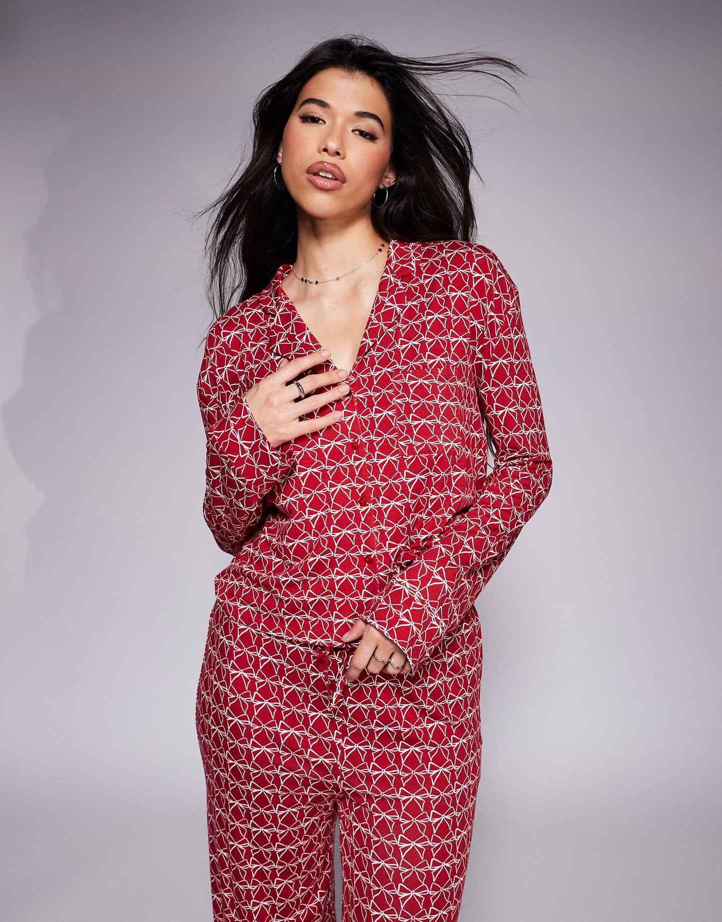Exclusive Mix And Match Cropped Button Through Pyjama Top, Shorts And Bottoms Co-Ord