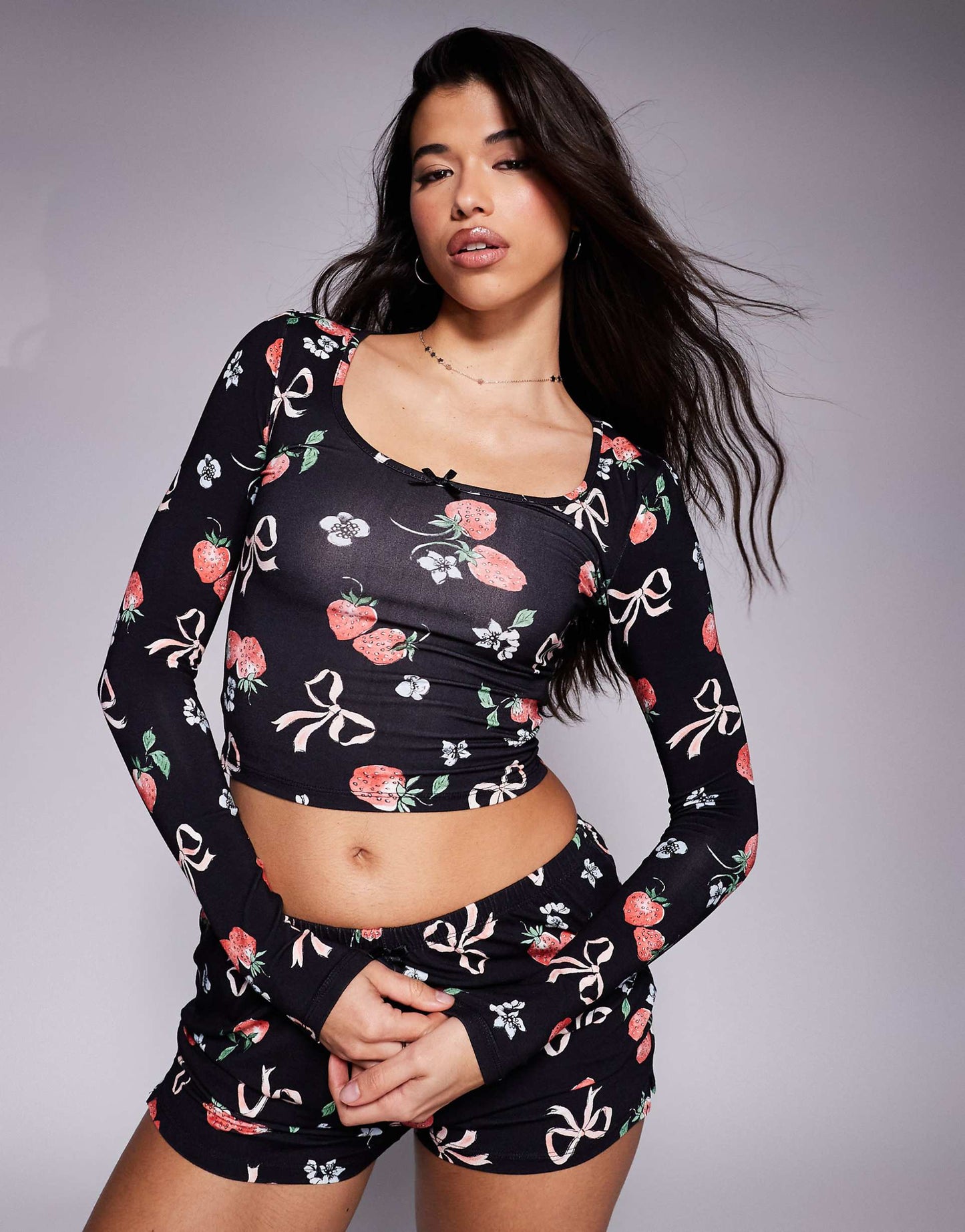 Exclusive Button Through Top, Scoop Neck Top, Shorts And Bottoms Co-Ord