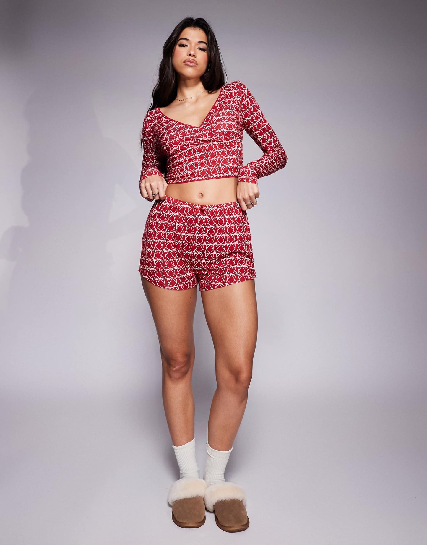 Exclusive Mix And Match Cropped Button Through Pyjama Top, Shorts And Bottoms Co-Ord