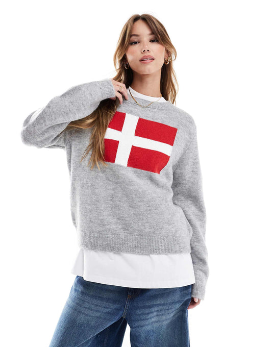 Knitted Jumper With Flag Graphic
