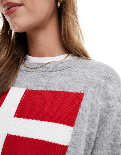 Knitted Jumper With Flag Graphic