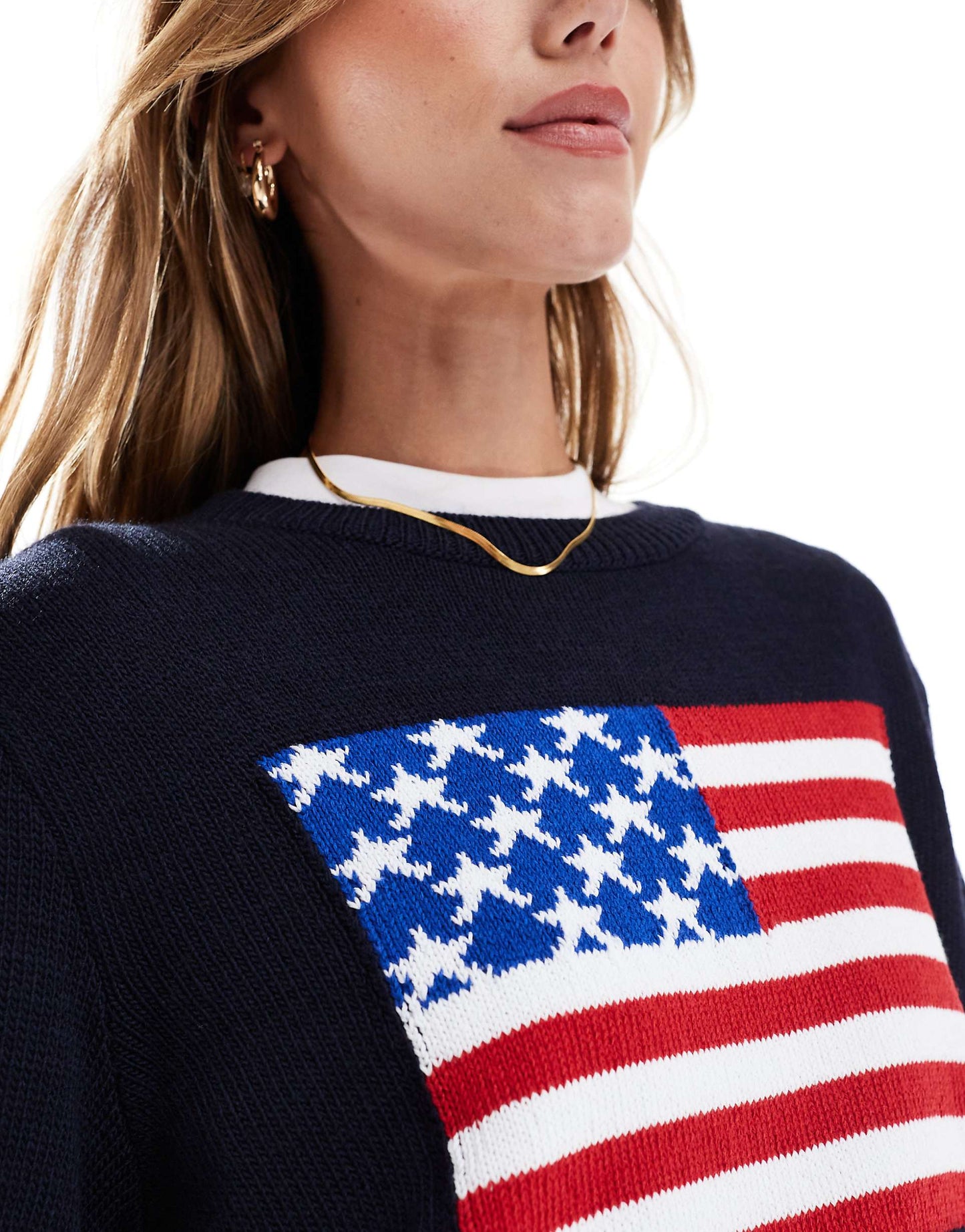 Knitted Jumper With Usa Graphic