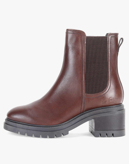 Kington' Block Heel High Ankle Leather Chelsea Boots
