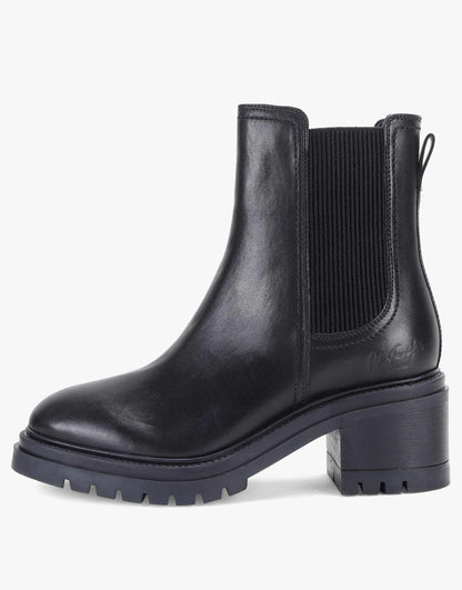 Kington' Block Heel High Ankle Leather Chelsea Boots