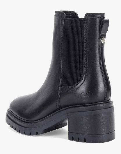 Kington' Block Heel High Ankle Leather Chelsea Boots