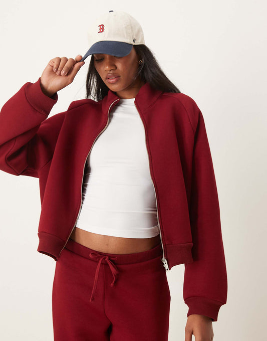 Co-Ord Zip Through Funnel Neck Heavyweight Sweatshirt Co Ord