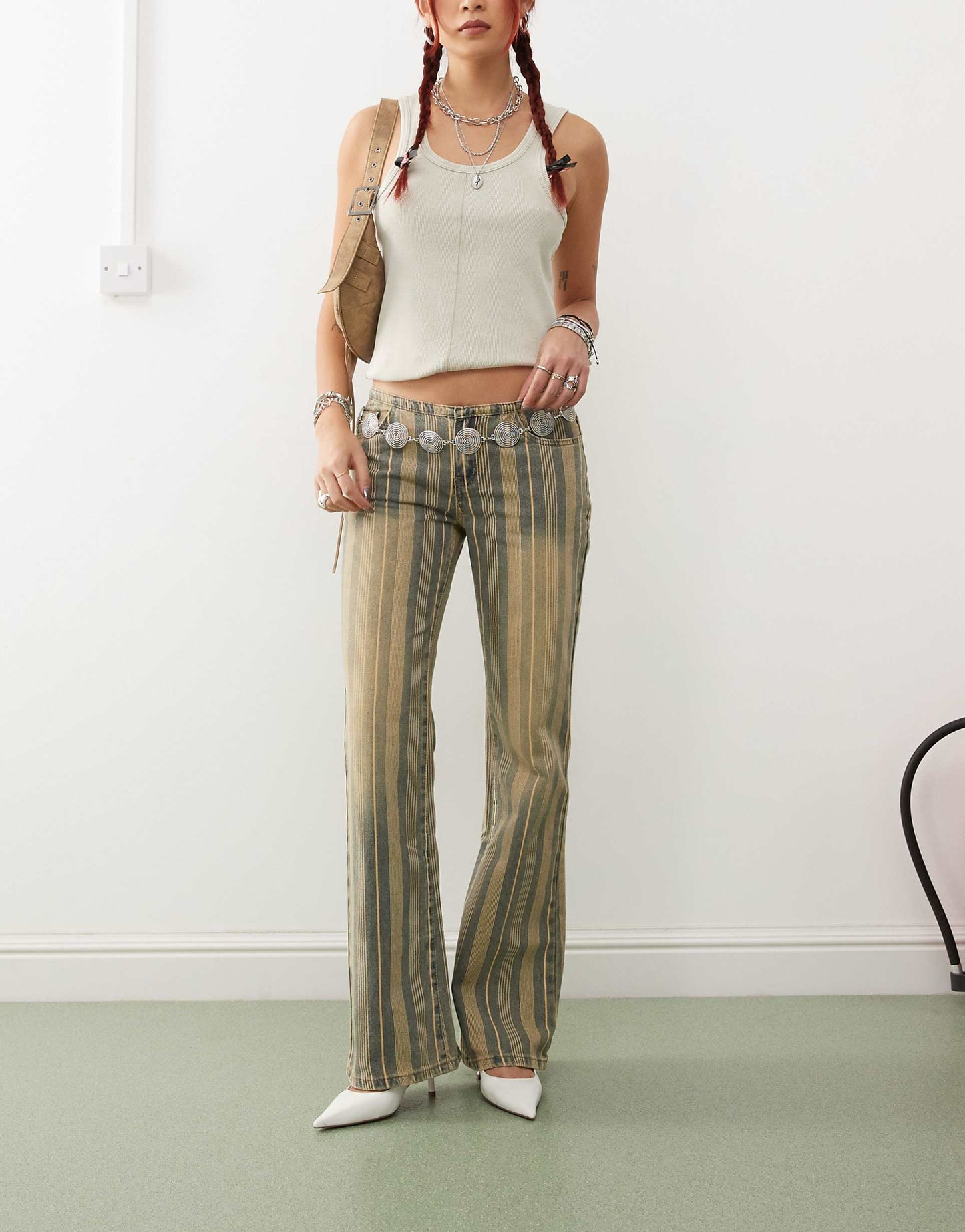 70S Eternity Pinstripe Flare Jeans