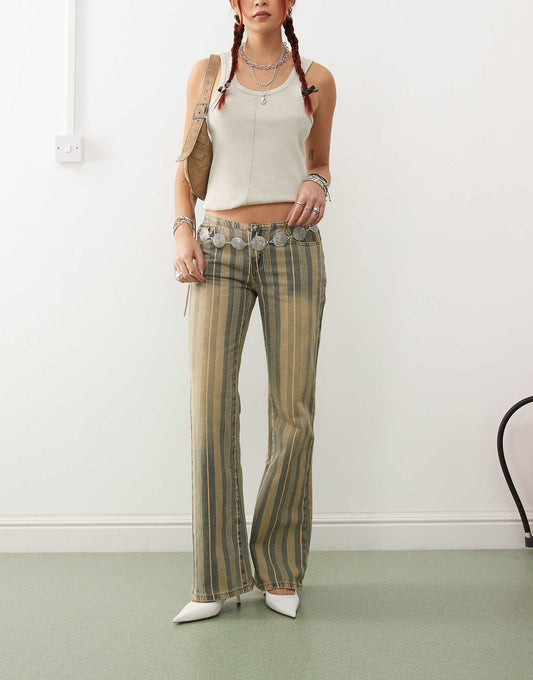 70S Eternity Pinstripe Flare Jeans