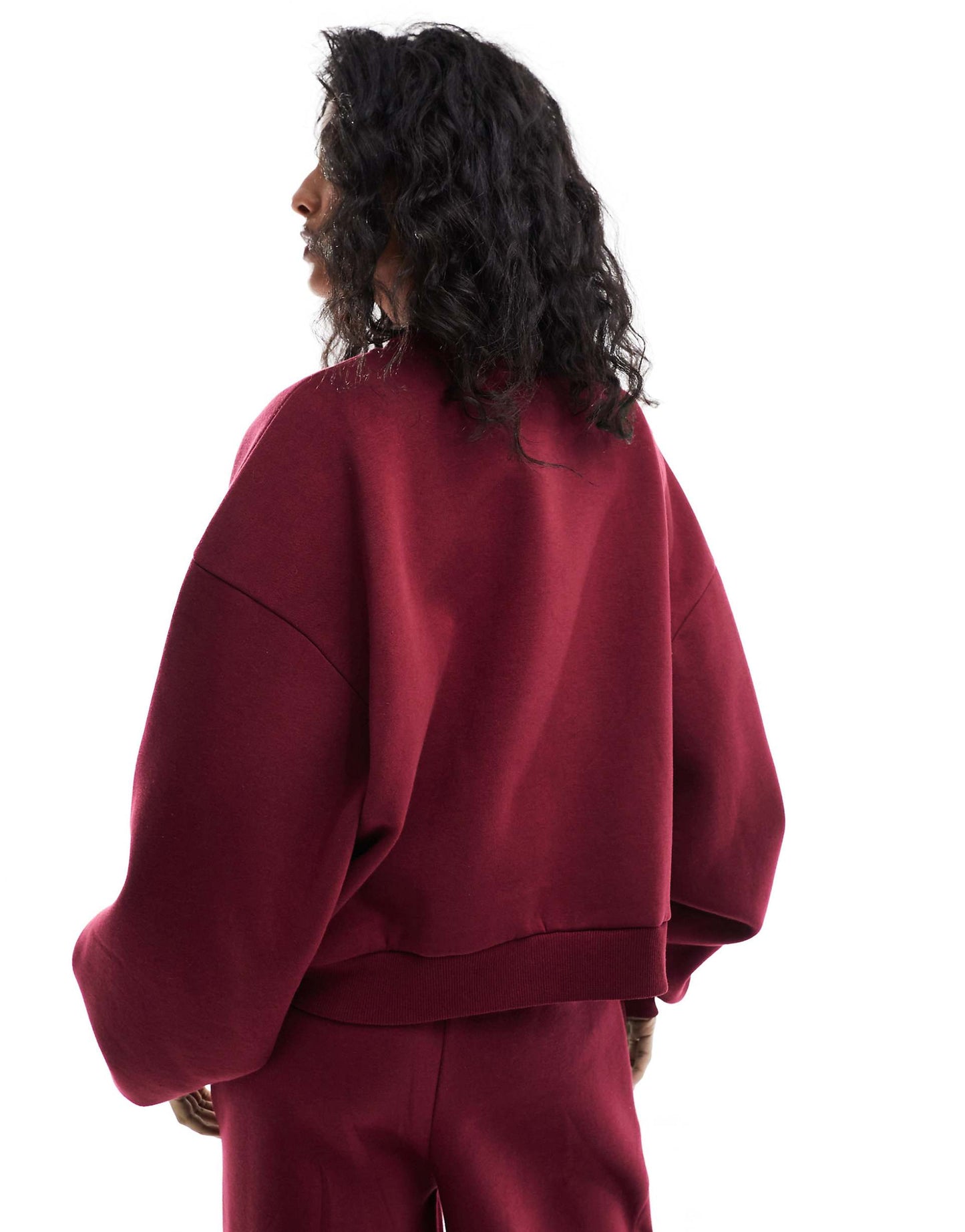 Balloon Sleeve Sweat In Burgundy