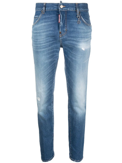Logo-Plaque Tapered Jeans