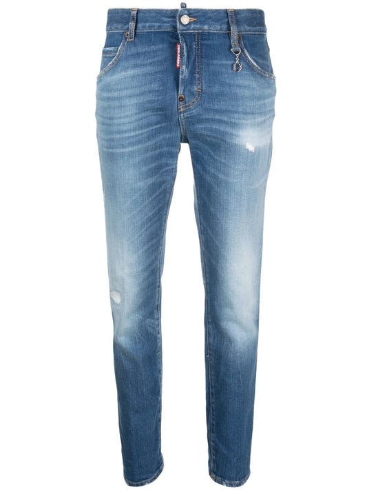 Logo-Plaque Tapered Jeans