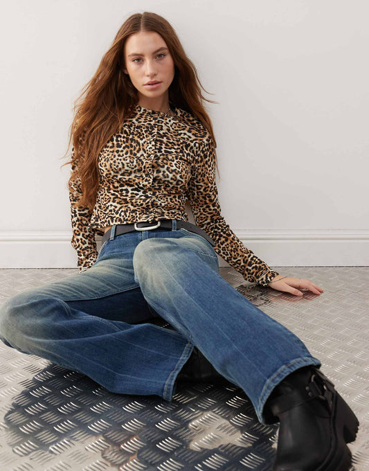 Ribbed Leopard Print Cardigan