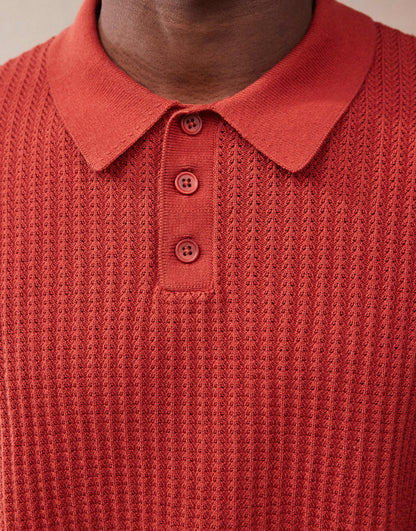 Relaxed Boxy Fit Texture Knitted Polo