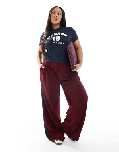 Curve Wide Leg Trouser With Contrast Panel