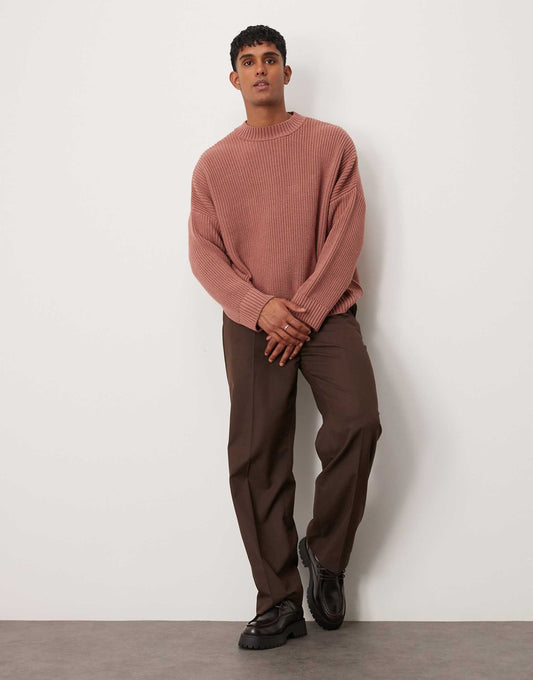 Super Oversized Boxy Fit Ribbed Knitted Jumper
