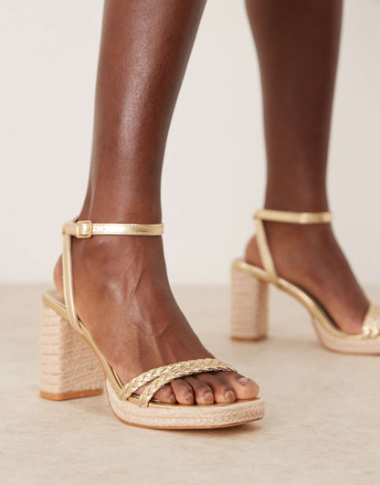 Braided Espdrille Heeled Sandals