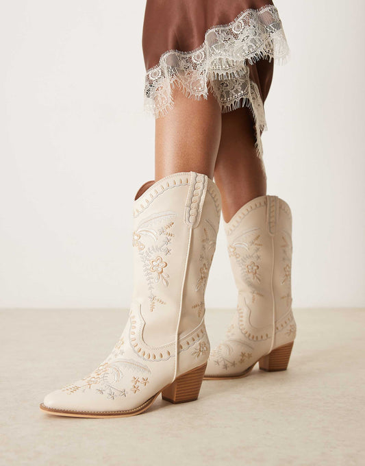 Embroidered Western Knee Boots