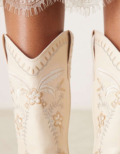 Embroidered Western Knee Boots