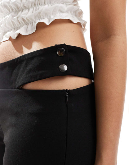Cut Out Waist Detail Straight Leg Trouser