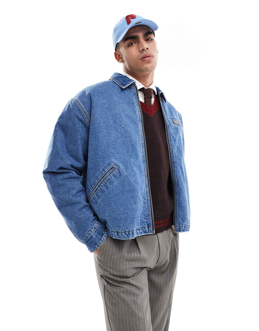 Quilted Denim Zip Through Jacket