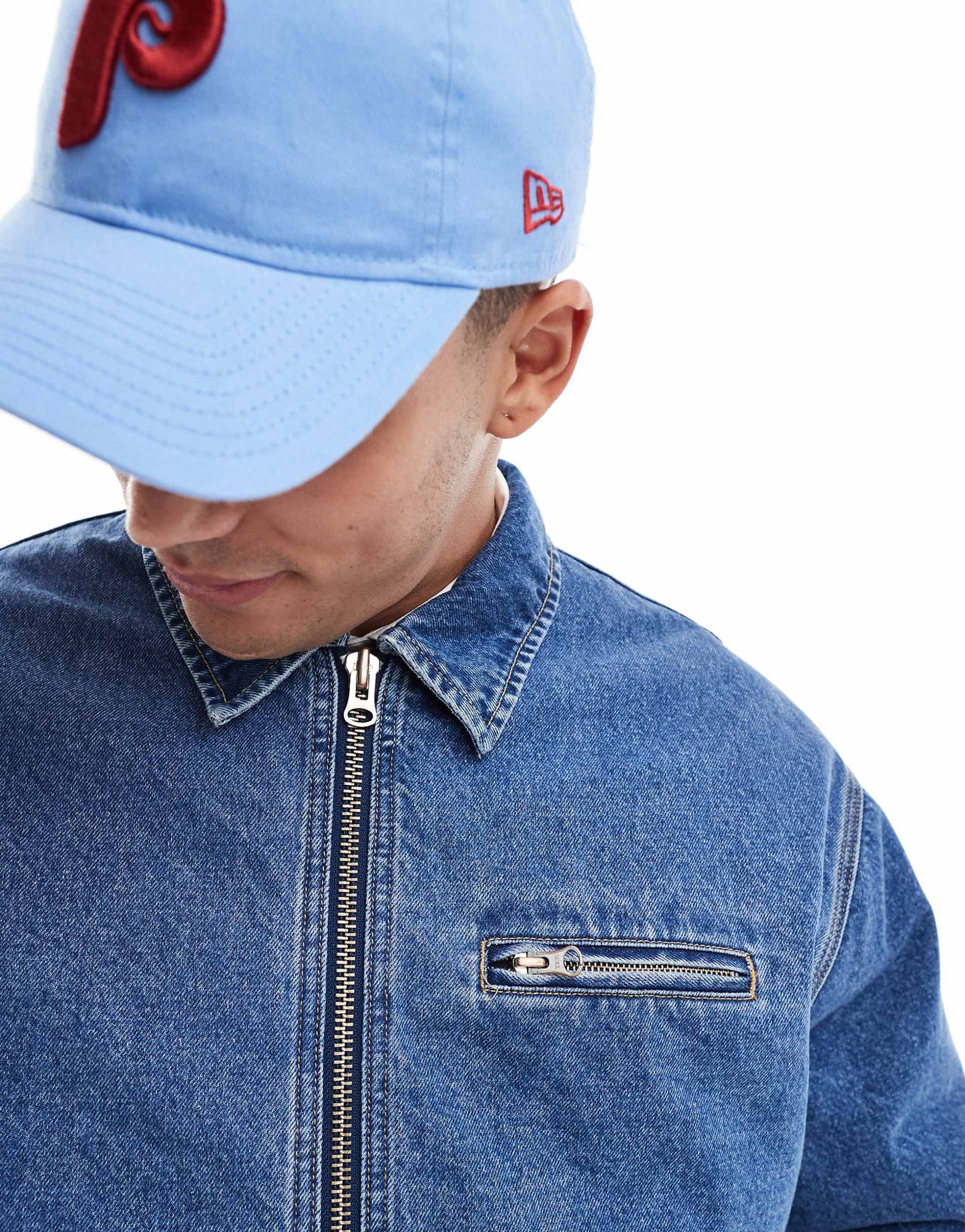 Quilted Denim Zip Through Jacket