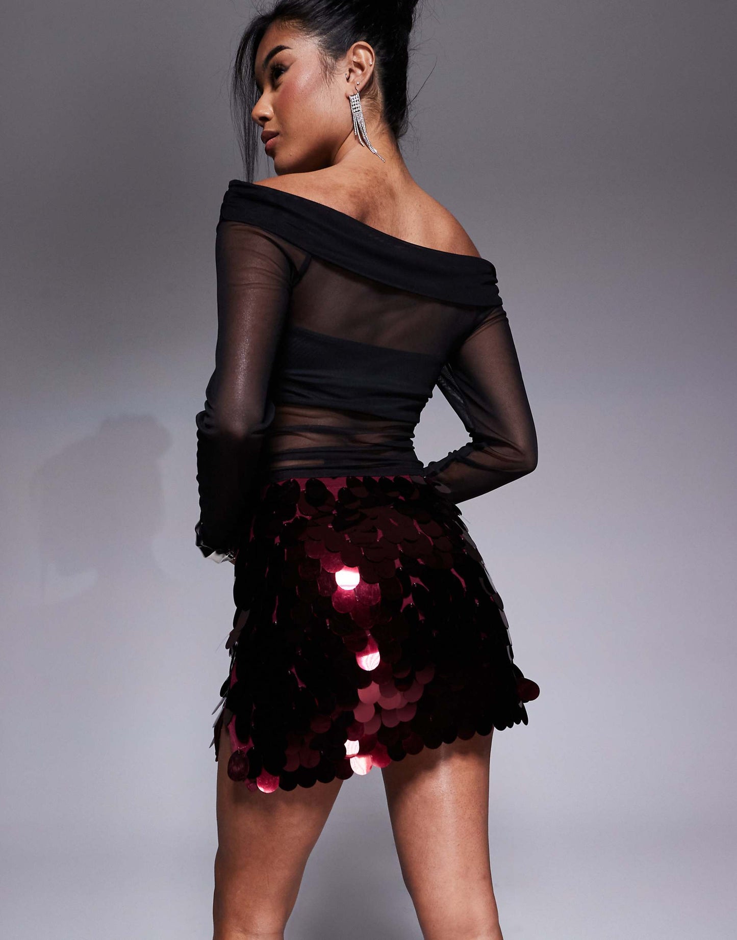 Large Sequin Disc Mini Skirt