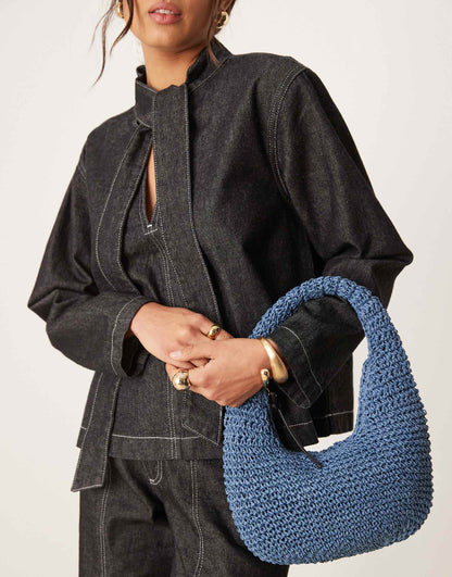 Hand Crochet Straw Shoulder Bag