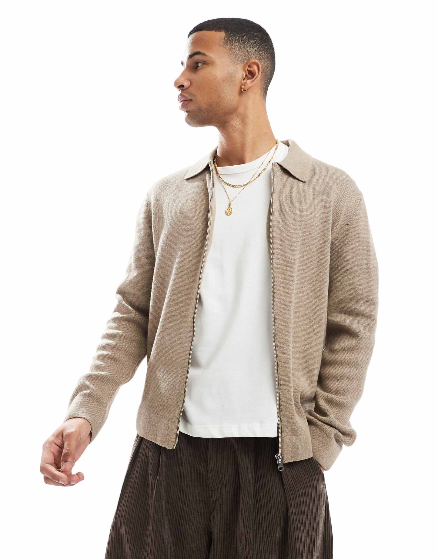 Zip Cardigan With Collar