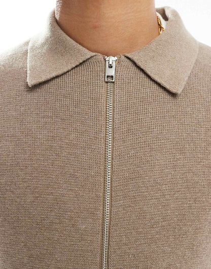 Zip Cardigan With Collar