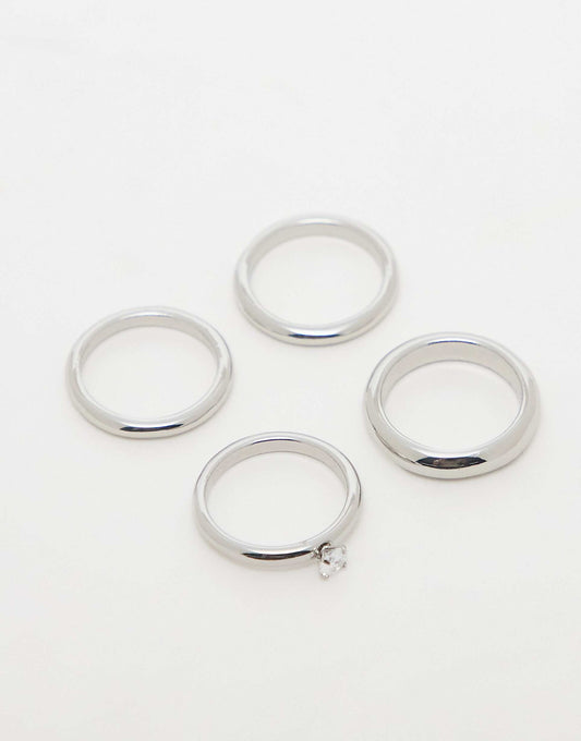 Ring Multipack With Rhinestone Detail