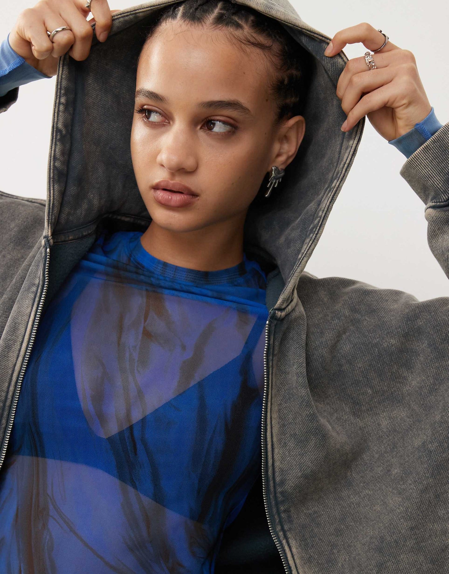 Nico Mesh Long Sleeve Top With Swirl Print