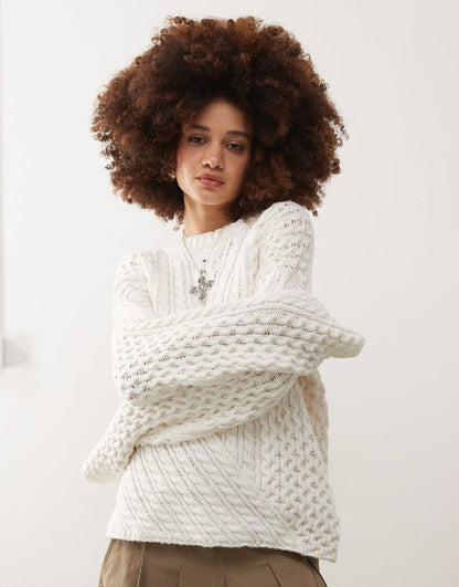 May Asymmetric Cable Knit Jumper