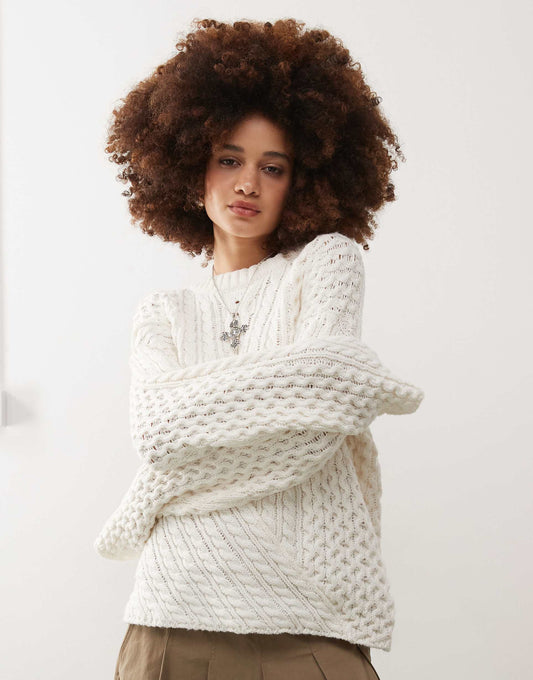 May Asymmetric Cable Knit Jumper