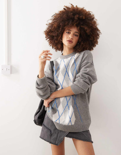 Jules Wool Blend Argyle Jumper