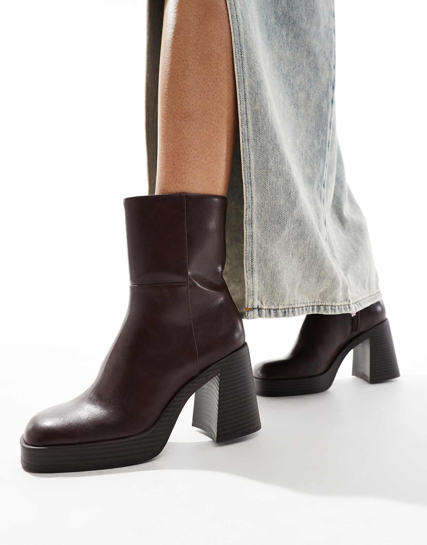 Faux Leather Heeled Boots