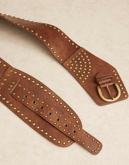 Low Waist Wide Belt With Stud Detail