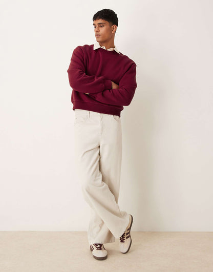 Oversized Cropped Crew Neck Sweatshirt